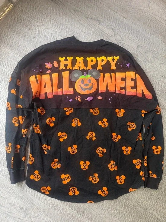 Disney Black & Orange Mickey Pumpkin Print Long Sleeve Top - Picture 8 of 8